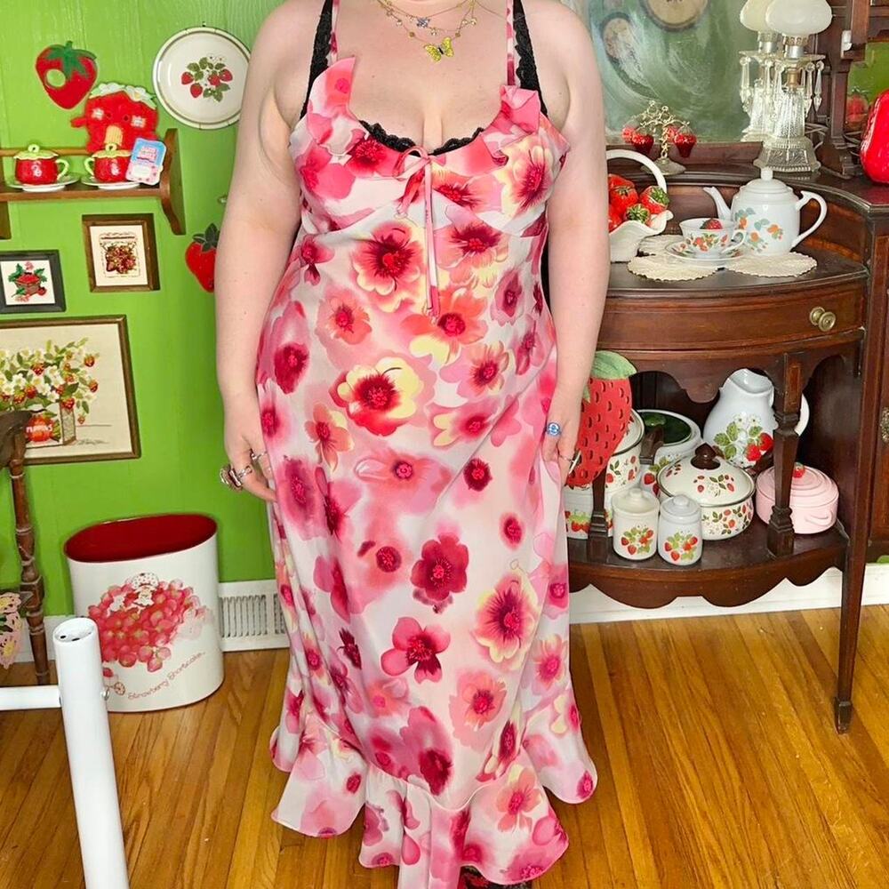 Vintage y2k Mlle Gabrielle plus size coquettecore milkmaid summer maxi dress - Picture 2 of 8